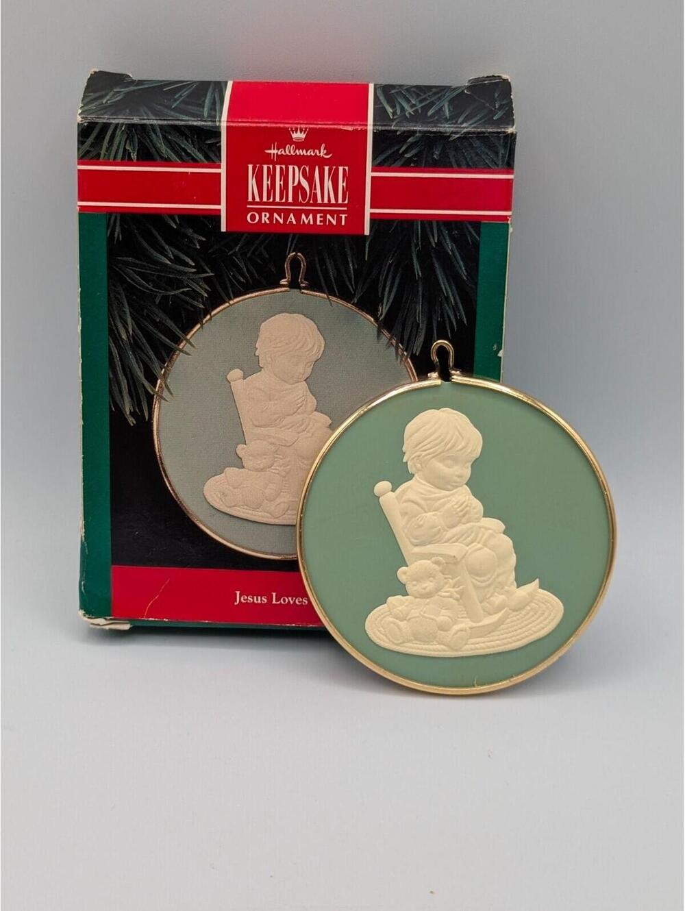 Hallmark Keepsake Jesus Loves Me 1992, Handcrafted Cameo Christmas Ornament